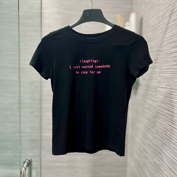 Pull & Bear Women's Black Cotton Text Print Short Sleeve T-Shirt S - Picture 5 of 6